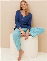 M&S Pure Cotton Star Print Pyjama Set Blue Mix