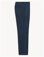 M&S Regular Fit Wool Blend Flat Front Trousers Teal