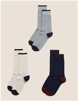 M&S 3 Pack Assorted Cotton Rich Socks Grey Mix