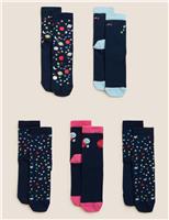 M&S 5 Pack Cotton Rich Space Socks Multi