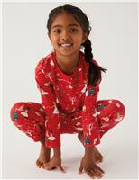 M&S Pure Cotton Christmas Fairy Pyjamas (12 Mths - 7 Yrs) Red Mix