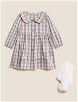 M&S 2pc Peter Rabbit Dress & Tights Outfit (0-3 Yrs) Beige Mix