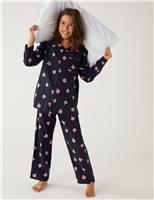 M&S Percy Pig Print Family Christmas Pyjamas (2-16 Yrs) Navy Mix