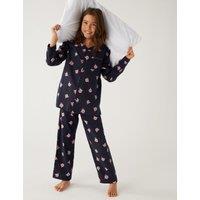 M&S Percy Pig Print Family Christmas Pyjamas (2-16 Yrs) Navy Mix