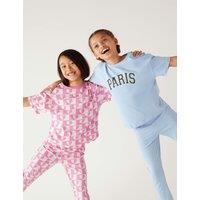 2pk Pure Cotton Paris Pyjama Sets (6-16 Yrs)