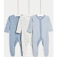 3pk Pure Cotton Sleepsuits (5lbs-3 Yrs)