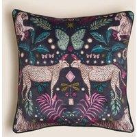 Velvet Cheetah Embroidered Cushion