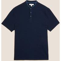 Cotton Rich Grandad Collar Polo Shirt