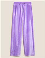 M&S Velour Wide Leg Joggers Lupin