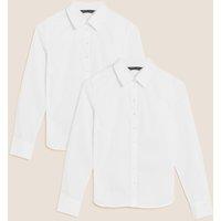 M&S 2 Pack Cotton Rich Long Sleeve Shirts White