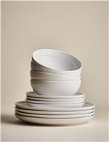 M&S 12 Piece Marlowe Dinner Set White