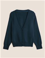 M&S School Girls' Cotton Rich StayNew Cardigan (3-18 Yrs) Grey
