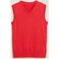M&S School Unisex Pure Cotton StayNew Tank Top (3-16 Yrs) Red