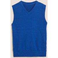 M&S School Unisex Pure Cotton StayNew Tank Top (3-16 Yrs) Royal Blue