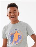 M&S Cotton Rich Football T-Shirt (6-16 Yrs) Grey Mix