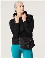 Goodmove Cotton Rich Quilted Half Zip Hoodie Black