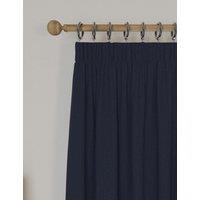 M&S Brushed Pencil Pleat Blackout Thermal Curtains Navy