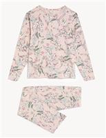 M&S Pure Cotton Floral Pyjama Set Pink Mix