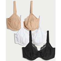 M&S 3pk Wired Full Cup Bras F-H Black Mix