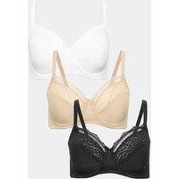 M&S 3pk Wired Full Cup Minimiser Bras C-H Black Mix