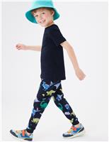 M&S Cotton Rich Dinosaur Top & Bottom Outfit (2-7 Yrs) Navy Mix