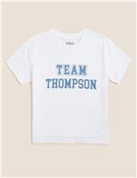 M&S Personalised Pure Cotton Kids Team T-Shirt White