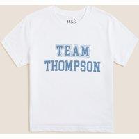 M&S Personalised Pure Cotton Kids Team T-Shirt White