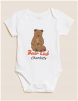 M&S Personalised Pure Cotton Bear Cub Bodysuit (0-12 Mths) White Mix