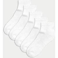 Goodmove 5pk Cotton Rich Cushioned Anklets White