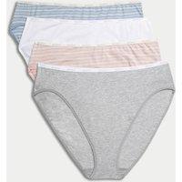 4pk Cotton Rich High Waisted High Leg Knickers
