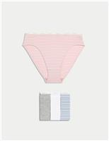 4pk Cotton Rich High Waisted High Leg Knickers