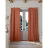 M&S Brushed Pencil Pleat Blackout Thermal Curtains Terracotta