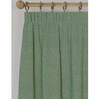 M&S Brushed Pencil Pleat Blackout Thermal Curtains Sage