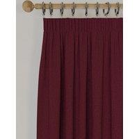 M&S Brushed Pencil Pleat Blackout Thermal Curtains Dark Red