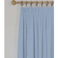 M&S Brushed Pencil Pleat Blackout Thermal Curtains Mid Blue
