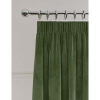 M&S Velvet Pencil Pleat Curtains Green