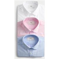 M&S 3 Pack Regular Fit Easy Iron Long Sleeve Shirts Blue Mix