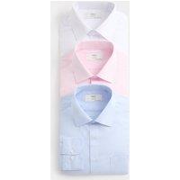 M&S 3 Pack Slim Fit Easy Iron Shirts Blue Mix