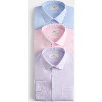 M&S 3 Pack Regular Fit Easy Iron Long Sleeve Shirts Lilac Mix