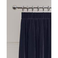 M&S Velvet Pencil Pleat Ultra Thermal Curtains Navy