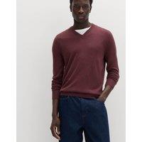 M&S Cashmilon V-Neck Jumper Burgundy