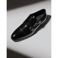 Autograph Patent Double Monk Strap Shoes Black