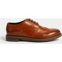 M&S Wide Fit Leather Brogues Chestnut