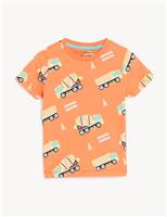 M&S Pure Cotton Truck T-Shirt (2-7 Yrs) Tangerine