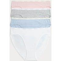 M&S 4pk Cotton Rich High Leg Knickers Light Blue Mix