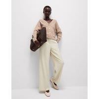 Crepe Tab Detail Wide Leg Trousers