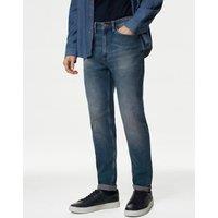 Tapered Fit Vintage Wash Stretch Jeans