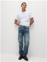 Straight Fit Vintage Wash Stretch Jeans