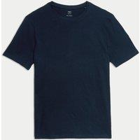 M&S Slim Fit Pure Cotton Crew Neck T-Shirt Dark Navy