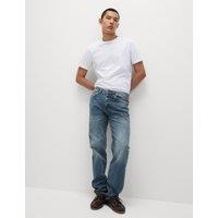 Straight Fit Vintage Wash Stretch Jeans